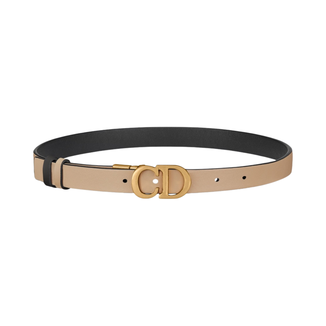 (W) 디올 20mm 리버시블 새들 스무스 카프스킨 벨트 블랙 파우더 베이지((W) Dior 20mm Reversible Saddle Smooth Calfskin Belt Black Powder Beige) - 2