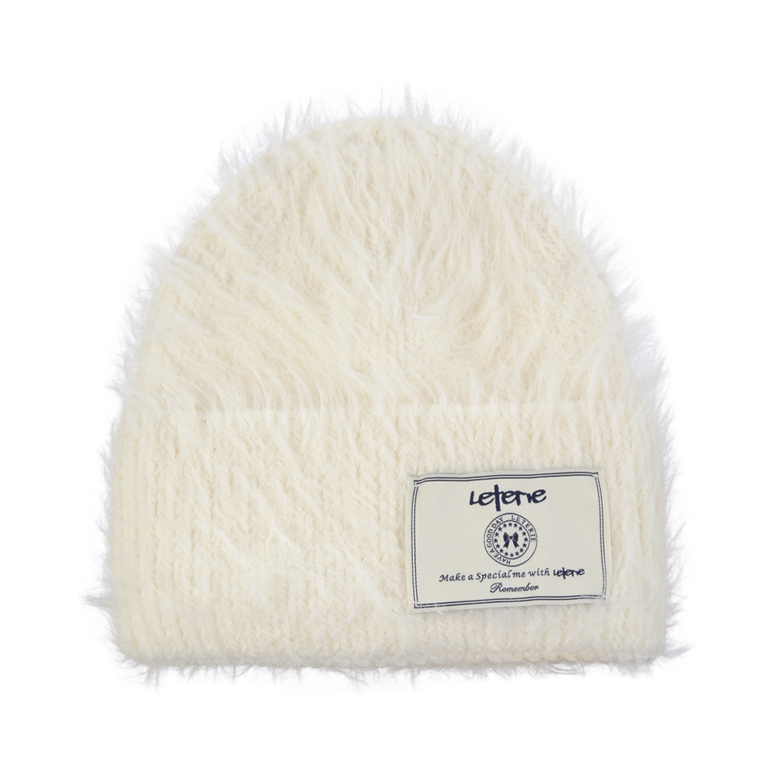 lr24fw50 Leterie Lr Label Angora Beanie Ivory