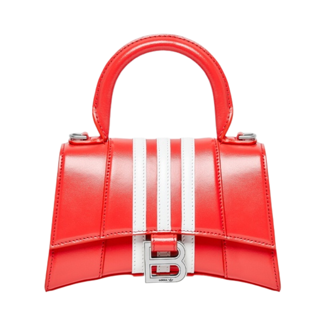 발렌시아가 x 아디다스 샤이니 박스 카프스킨 아워글래스 XS 핸드백 레드(Balenciaga x Adidas Hourglass XS Handbag in Shiny Box Calfskin Red) - 1