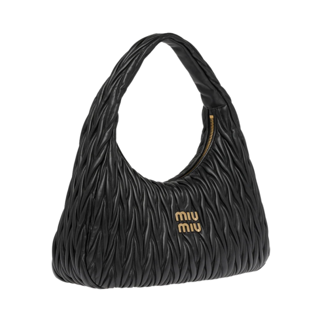 미우 미우 원더 마틀라세 나파 레더 호보백 블랙(Miu Miu Wander Matelasse Nappa Leather Hobo Bag Black) - 2