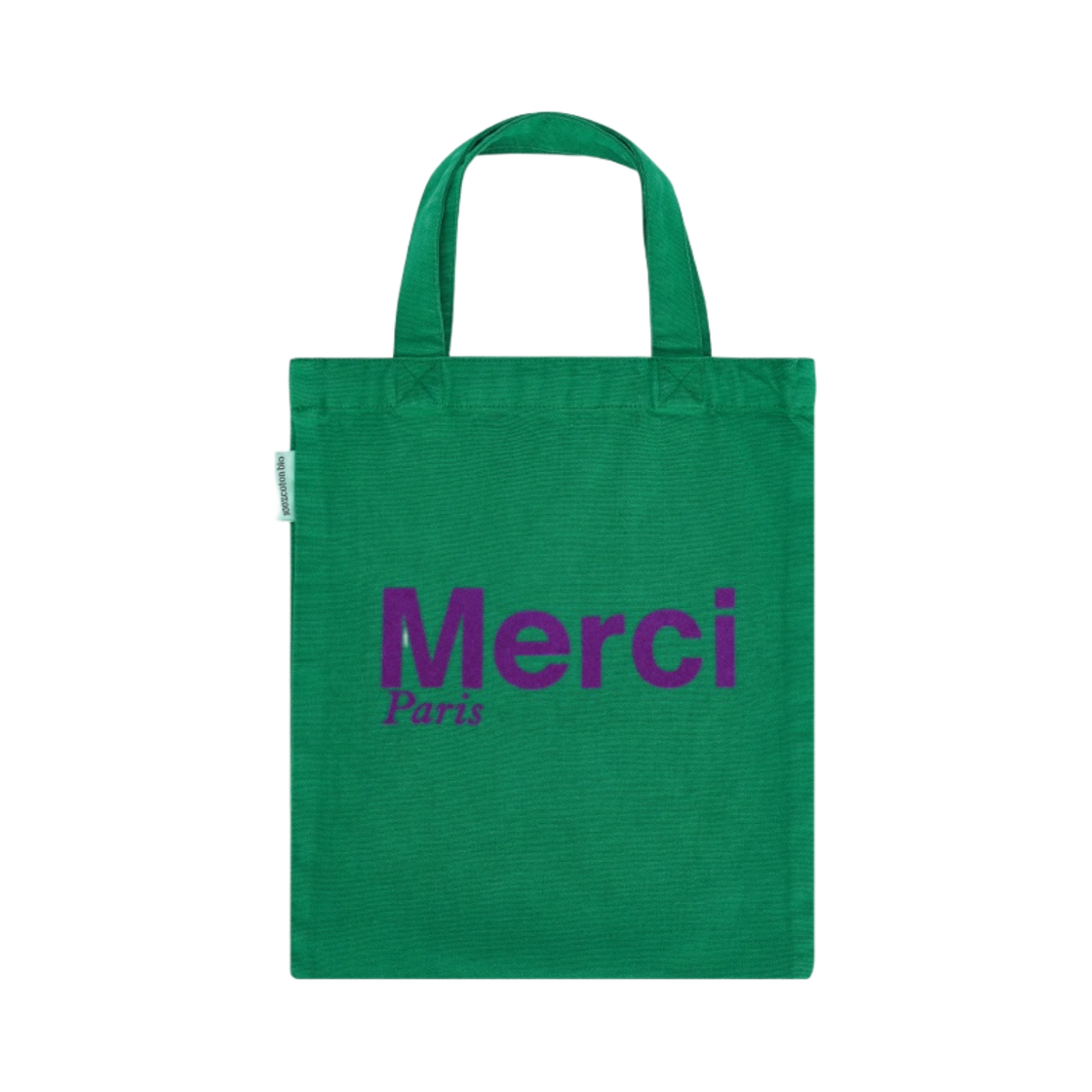 - Merci Cotton Tote Bag Mini Green Purple