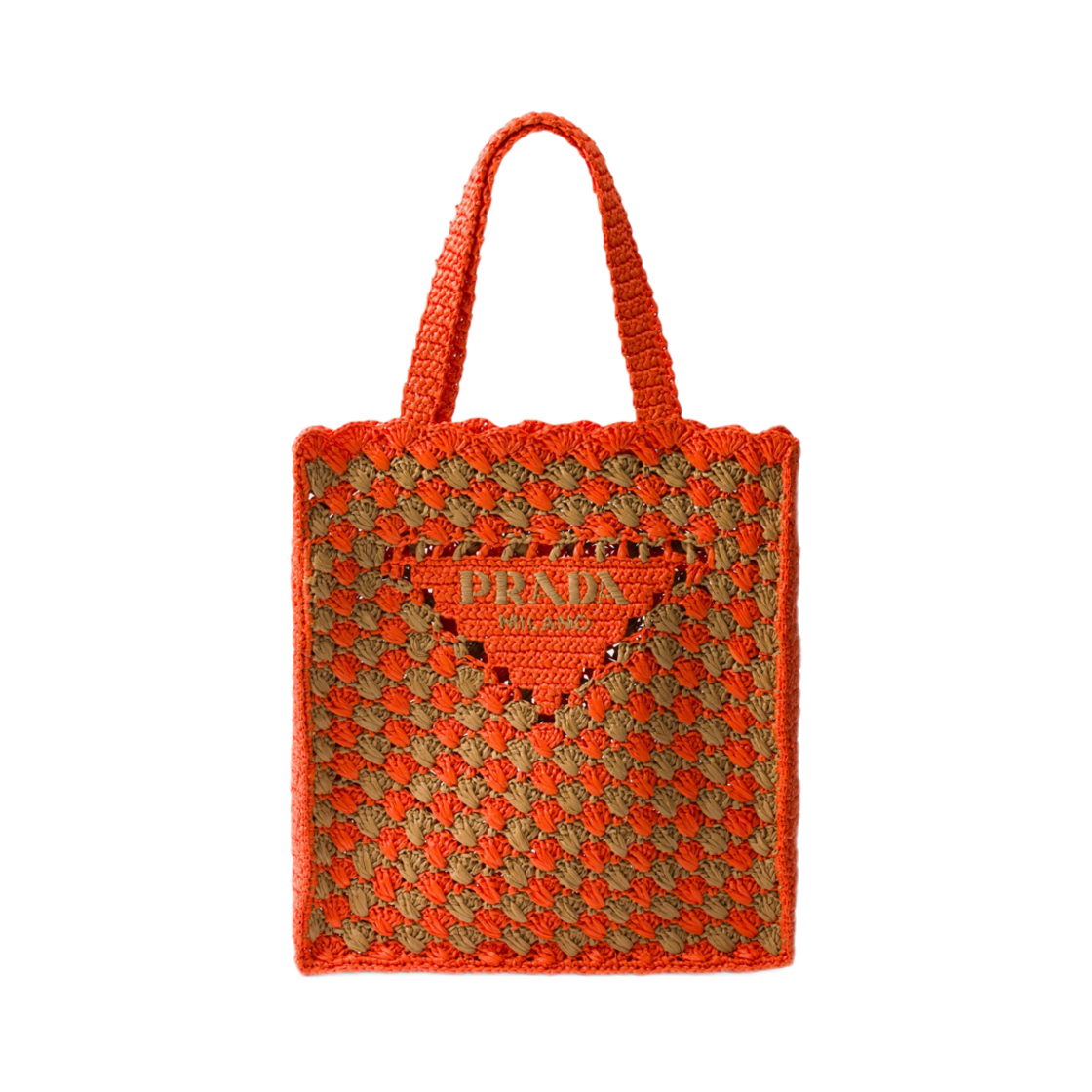 프라다 크로쉐 토트백 오렌지 카라멜(Prada Crochet Tote Bag Orange Caramel) - 1