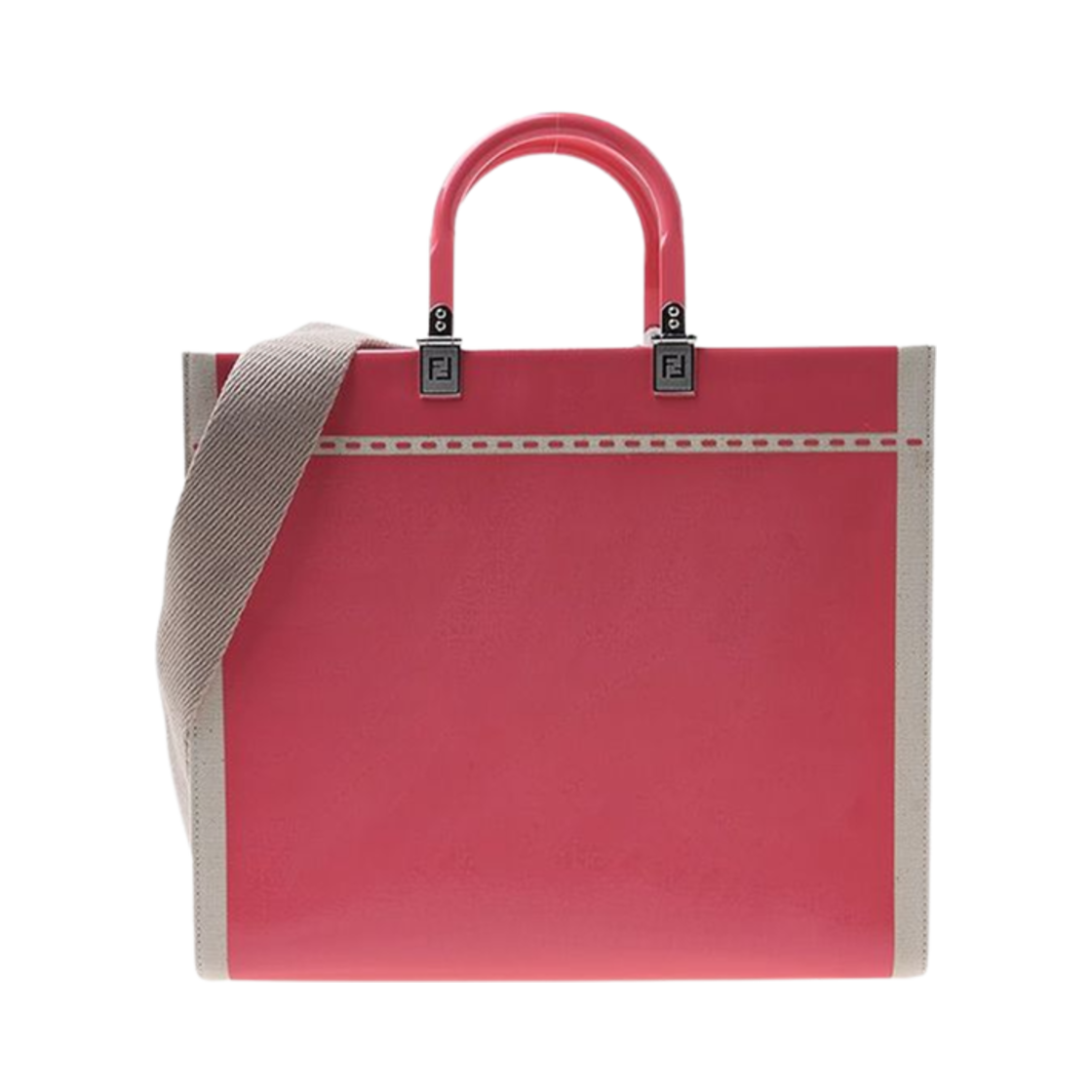 펜디 선샤인 미디움 캔버스 페이턴트 레더 쇼퍼백 내츄럴 핑크(Fendi Sunshine Medium Canvas Patent Leather Shopper Bag Natural Pink) - 2