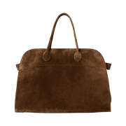 The Row Soft Margaux 17 Bag in Suede Desert