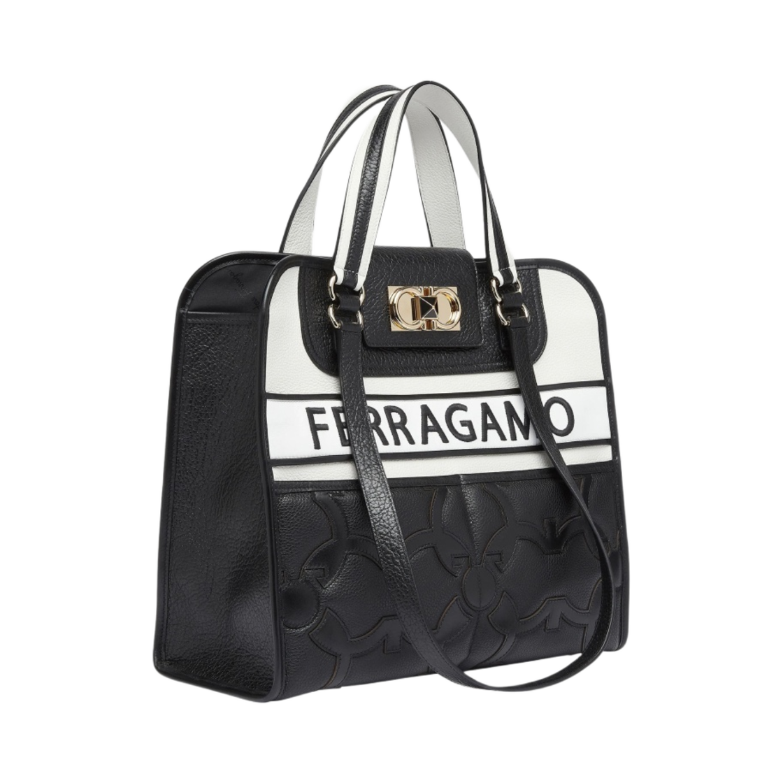페라가모 아이코닉 토트백 화이트 블랙(Ferragamo Iconic Tote Bag White Black) - 2