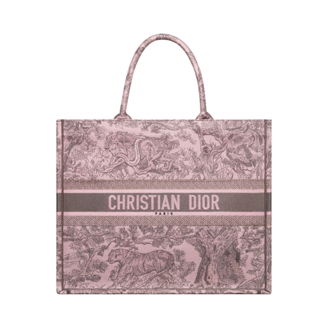 디올 라지 디올 북 토트백 핑크 그레이 트왈 드 주이 소바쥬 자수(Dior Large Dior Book Tote Pink Gray Toile De Jouy Sauvage Embroidery) - 1
