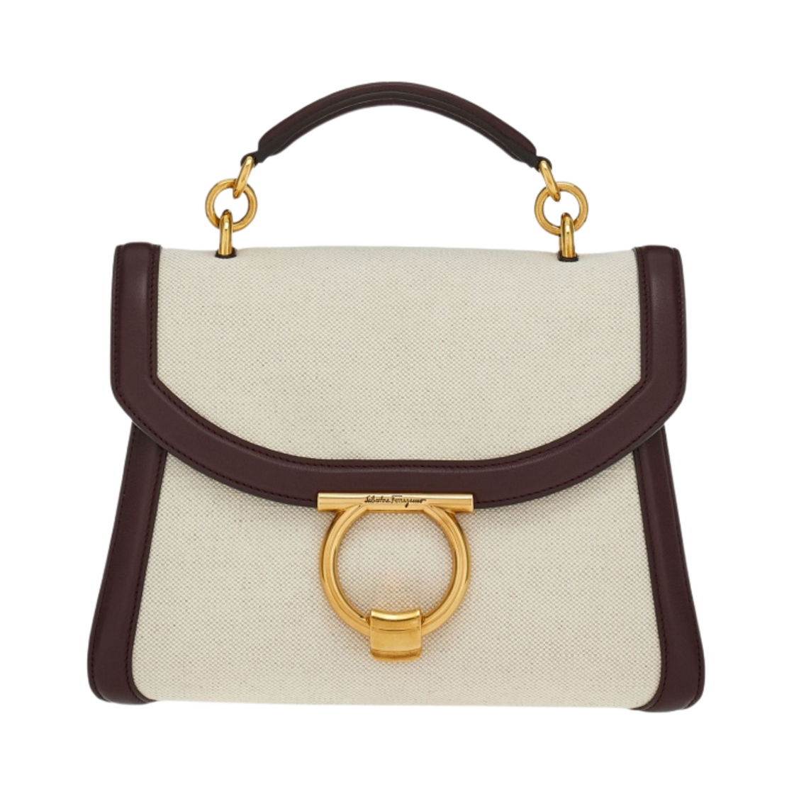 212943-758373 Ferragamo Gancini Handbag Natural Ganache Brown