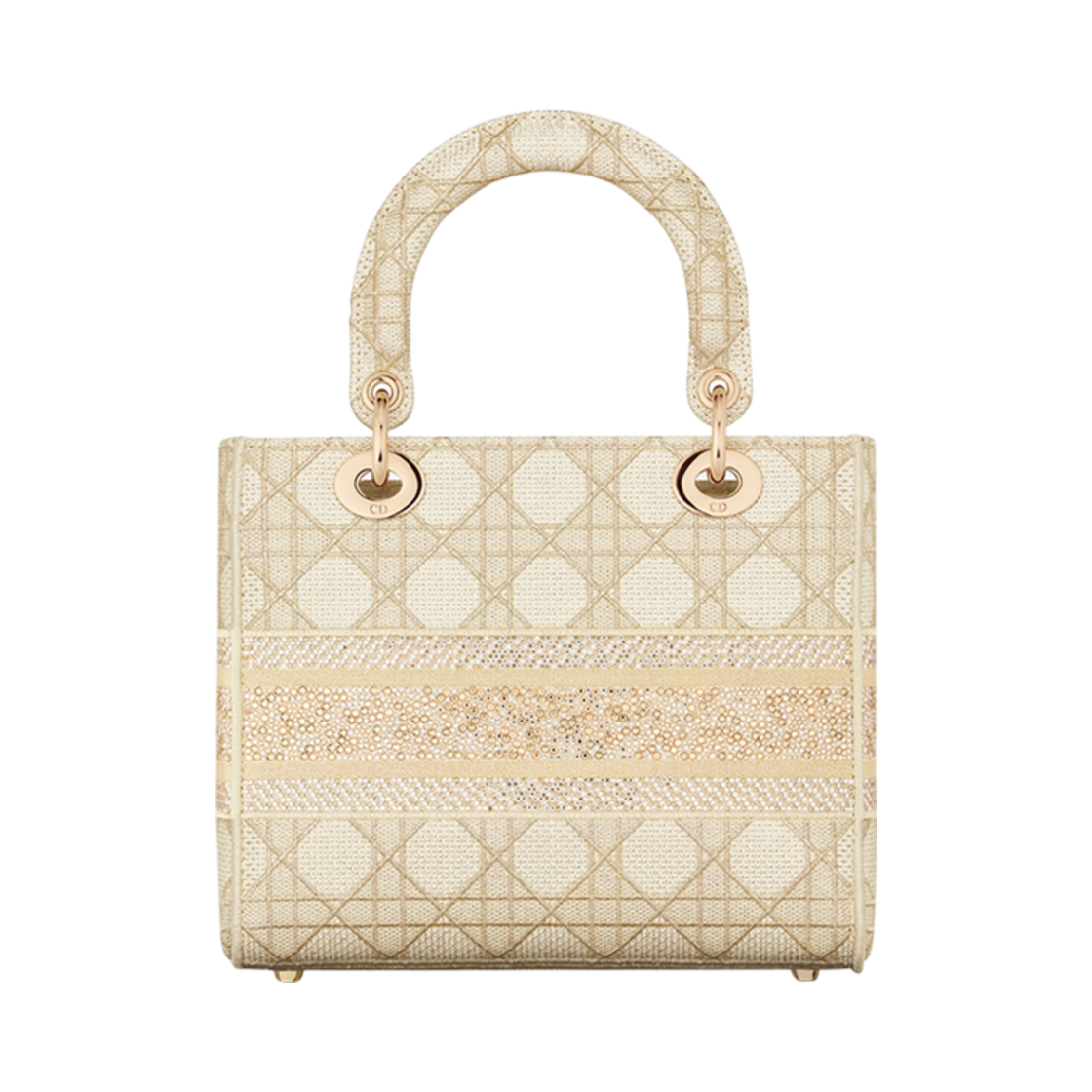 디올 미디움 디올 오르 레이디 라이트 백 골드 톤 메탈릭 쓰레드 스트라스(Dior Medium Dior Or Lady D-Lite Bag Gold Tone Metallic Thread Strass) - 3