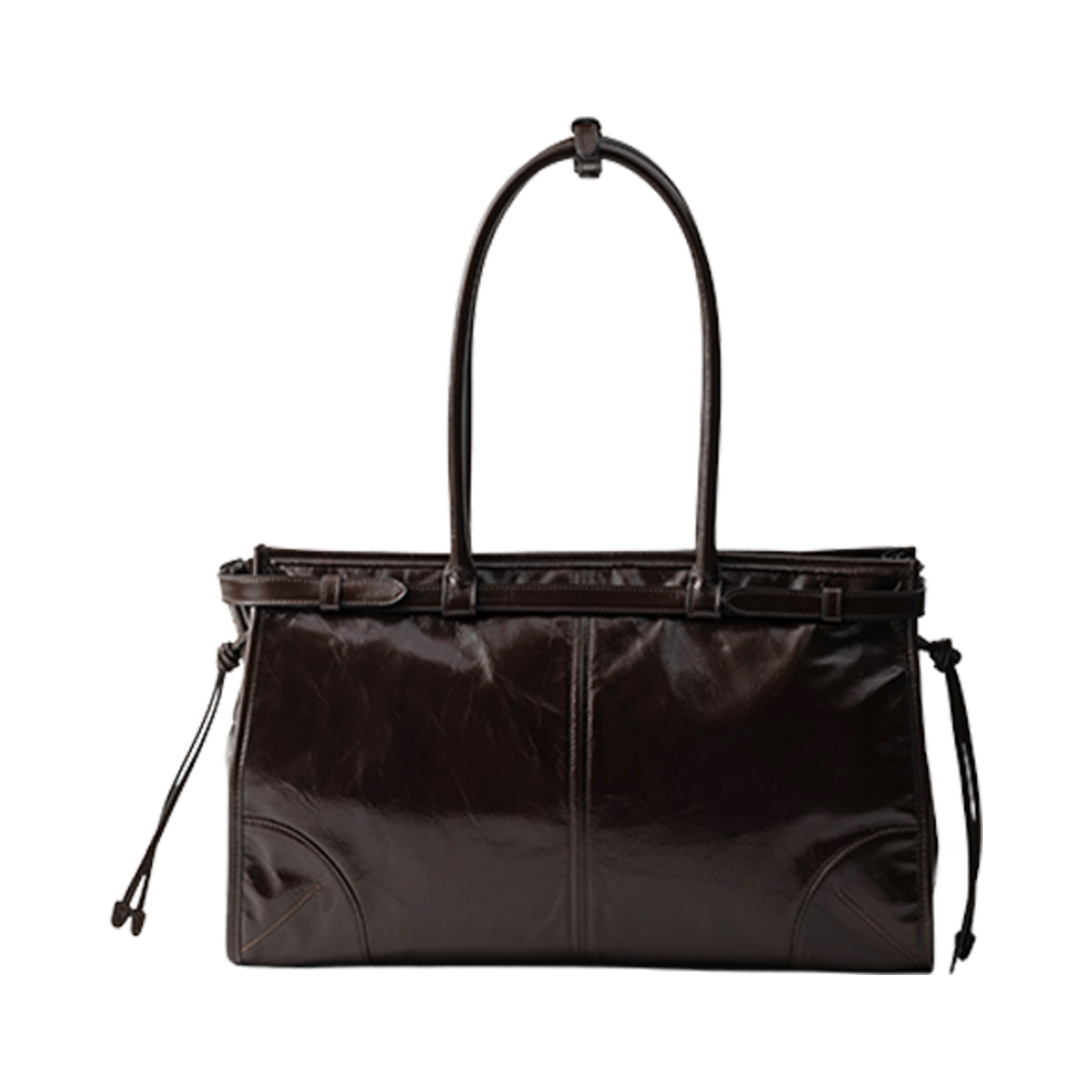 프라다 라지 레더 핸드백 다크 브라운(Prada Large Leather Handbag Dark Brown) - 3