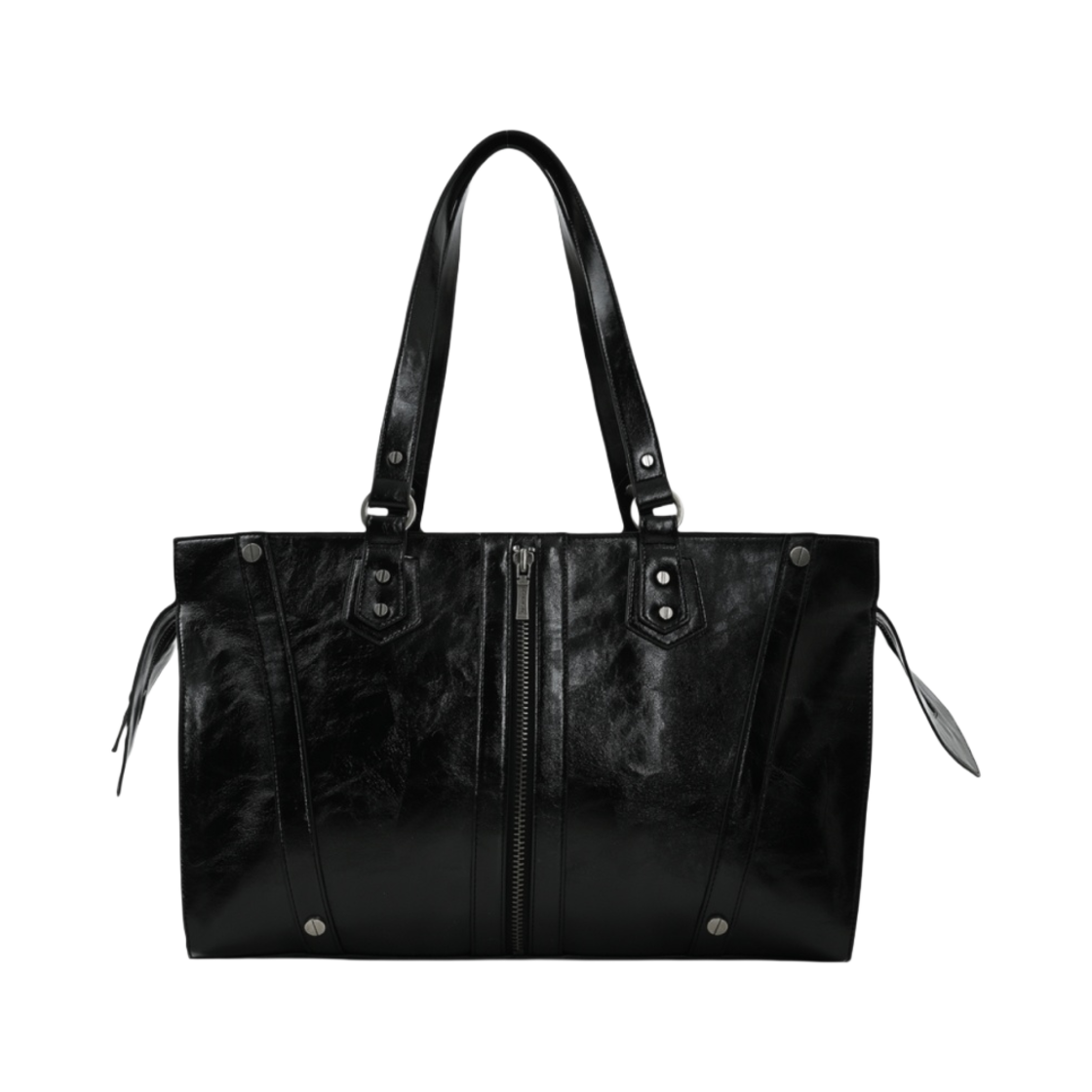 - Bohemian Seoul Bohemian Zipper Detail Shoulder Bag Glossy Black