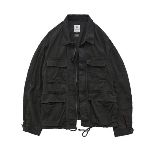 PL5PJK3001BC Polyteru Linen Field Jacket Washed Black