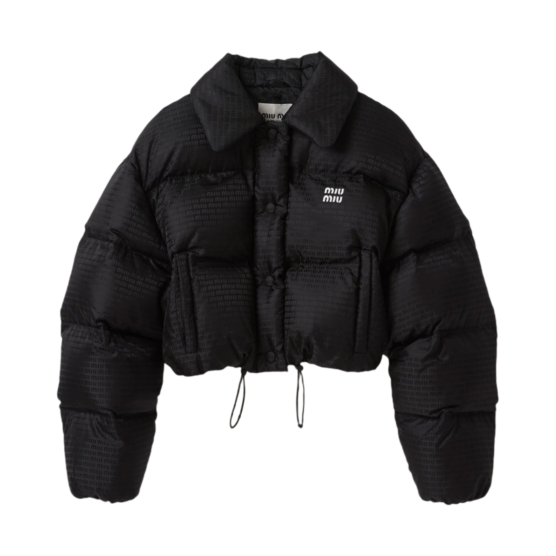 (W) 미우 미우 나일론 크롭 다운 자켓 블랙((W) Miu Miu Nylon Cropped Down Jacket Black)