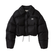 (W) Miu Miu Nylon Cropped Down Jacket Black