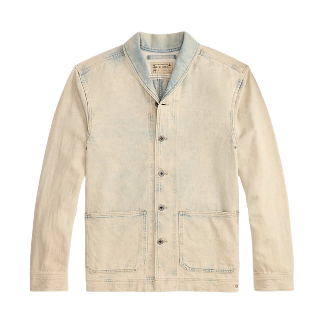 100045481 Double RL Washed Indigo Selvedge Denim Overshirt Faded Indigo