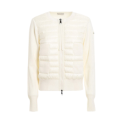 (W) Moncler Wool and Nylon Padded Cardigan White - 24FW