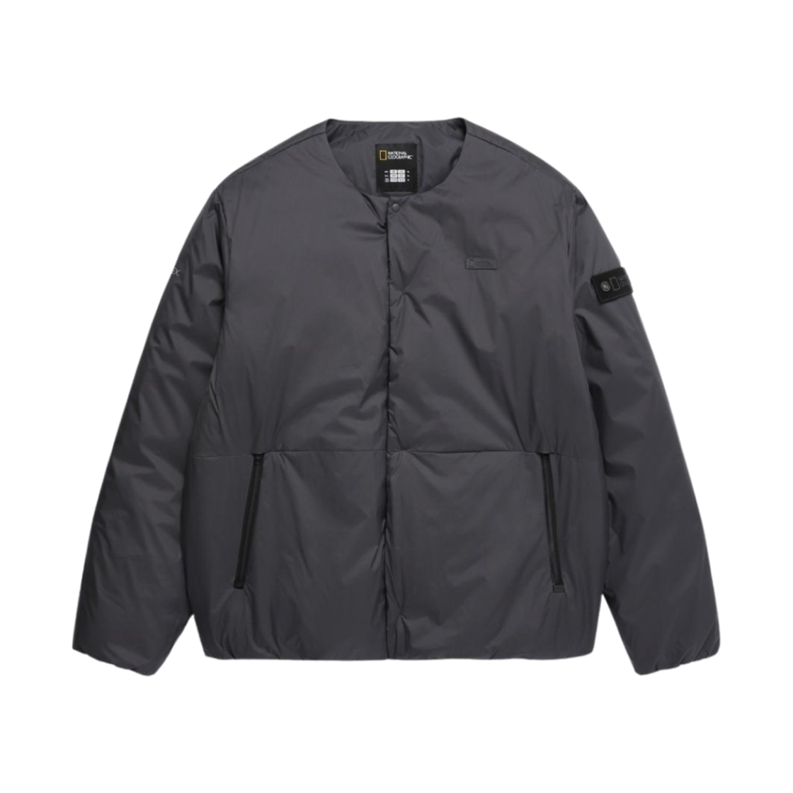 N244MDW240 National Geographic Tornier U Neck Stitch Lightweight Goose Down Jumper Stone Grey