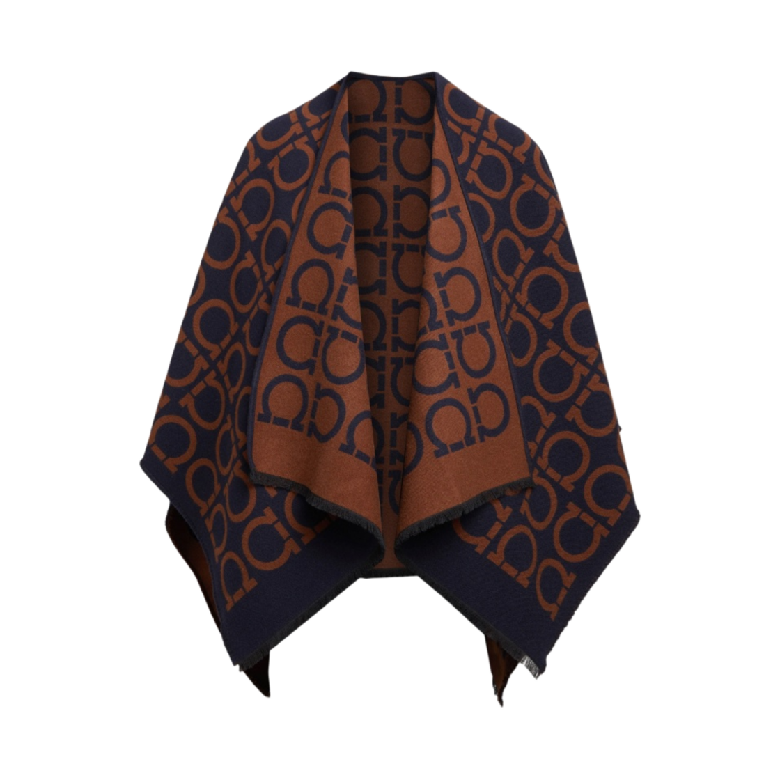 (W) 페라가모 간치니 케이프 미드나잇 블루((W) Ferragamo Gancini Print Cape Midnight Blue)