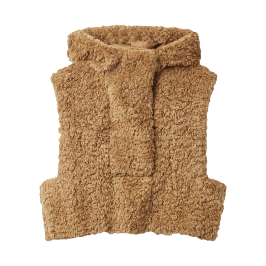 (W) 코스 후드 포우 시어링 베스트 다크 베이지((W) COS Hooded Faux Shearling Vest Dark Beige)