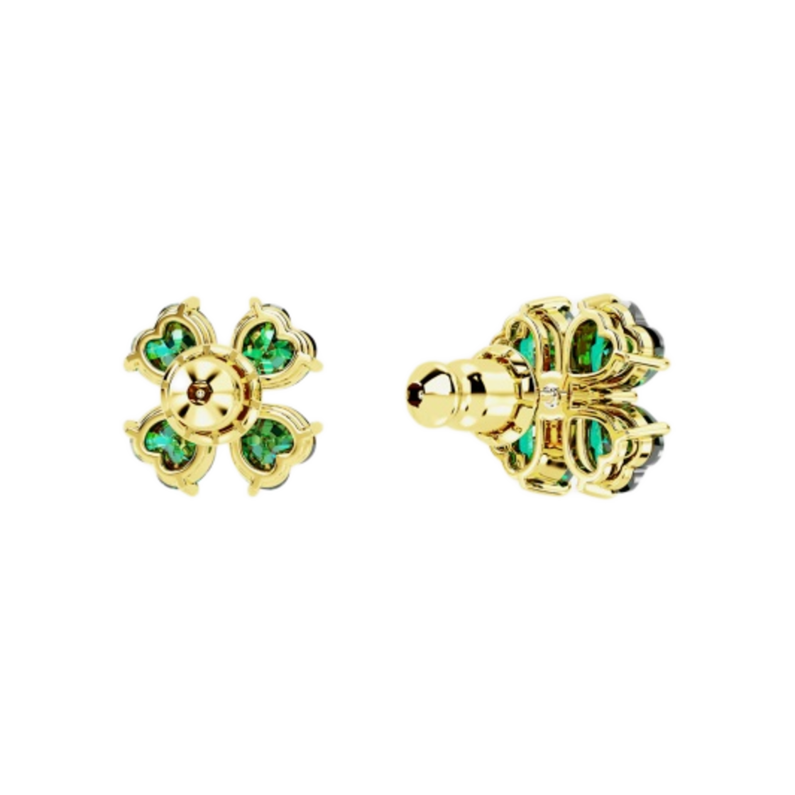 (W) 스와로브스키 이딜리아 스터디 이어링 그린 골드 플래팅((W) Swarovski Idyllia Stud Earrings Green Gold Plated) - 4