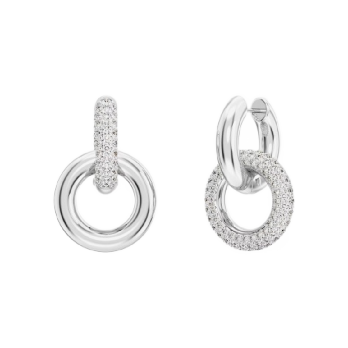 (W) 스와로브스키 덱스테라 후프 이어링 화이트 로듐 플래팅((W) Swarovski Dextera Hoop Earrings White Rhodium Plated) - 4
