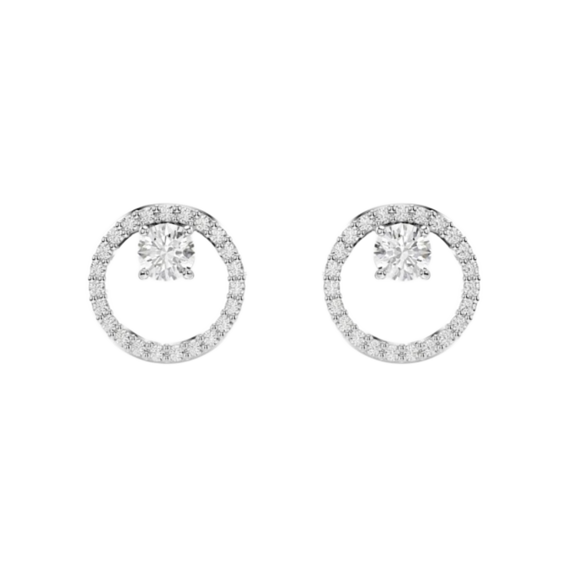(W) 스와로브스키 콘스텔라 스터드 이어링 라운드 컷 화이트 로듐 플래팅((W) Swarovski Constella Stud Earrings Round Cut White Rhodium Plated)