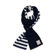 Karactor Striped Knit Muffler Navy Ivory