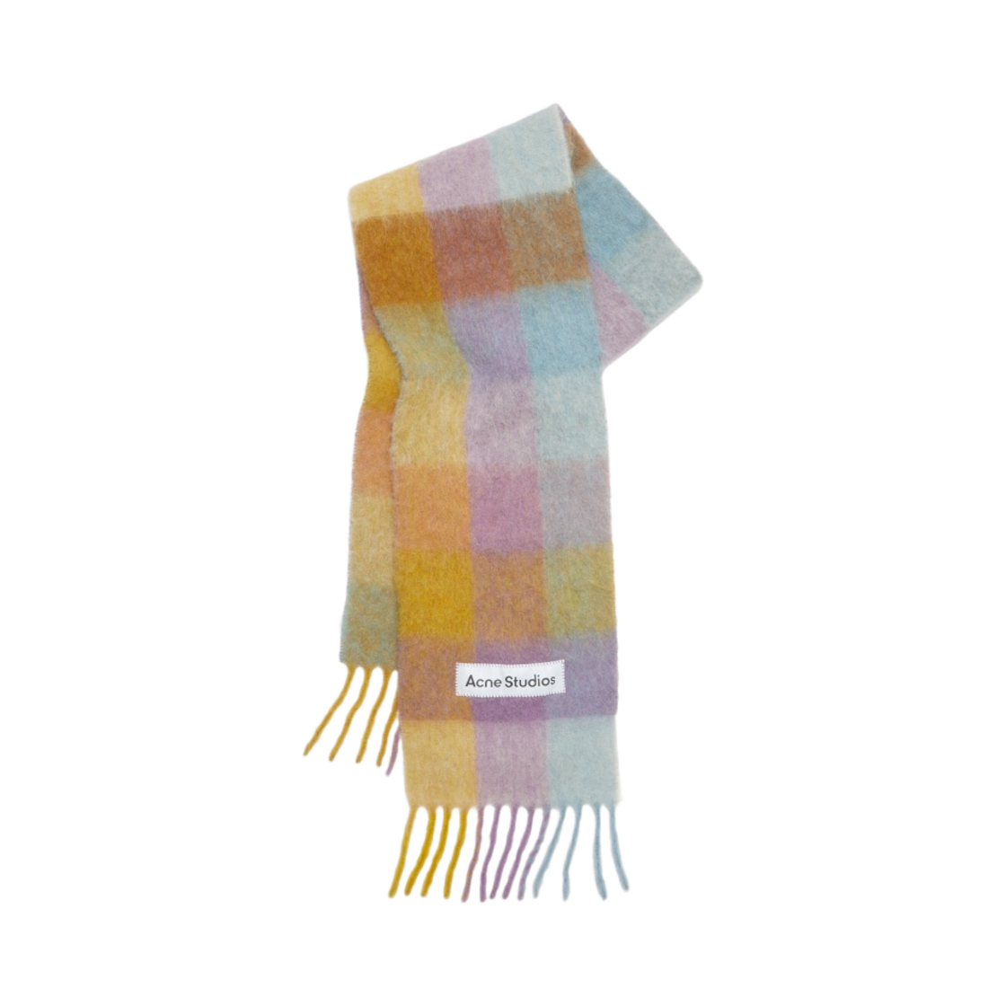 아크네 스튜디오 모헤어 체크 머플러 바이올렛 옐로우 블루(Acne Studios Mohair Check Muffler Violet Yellow Blue)