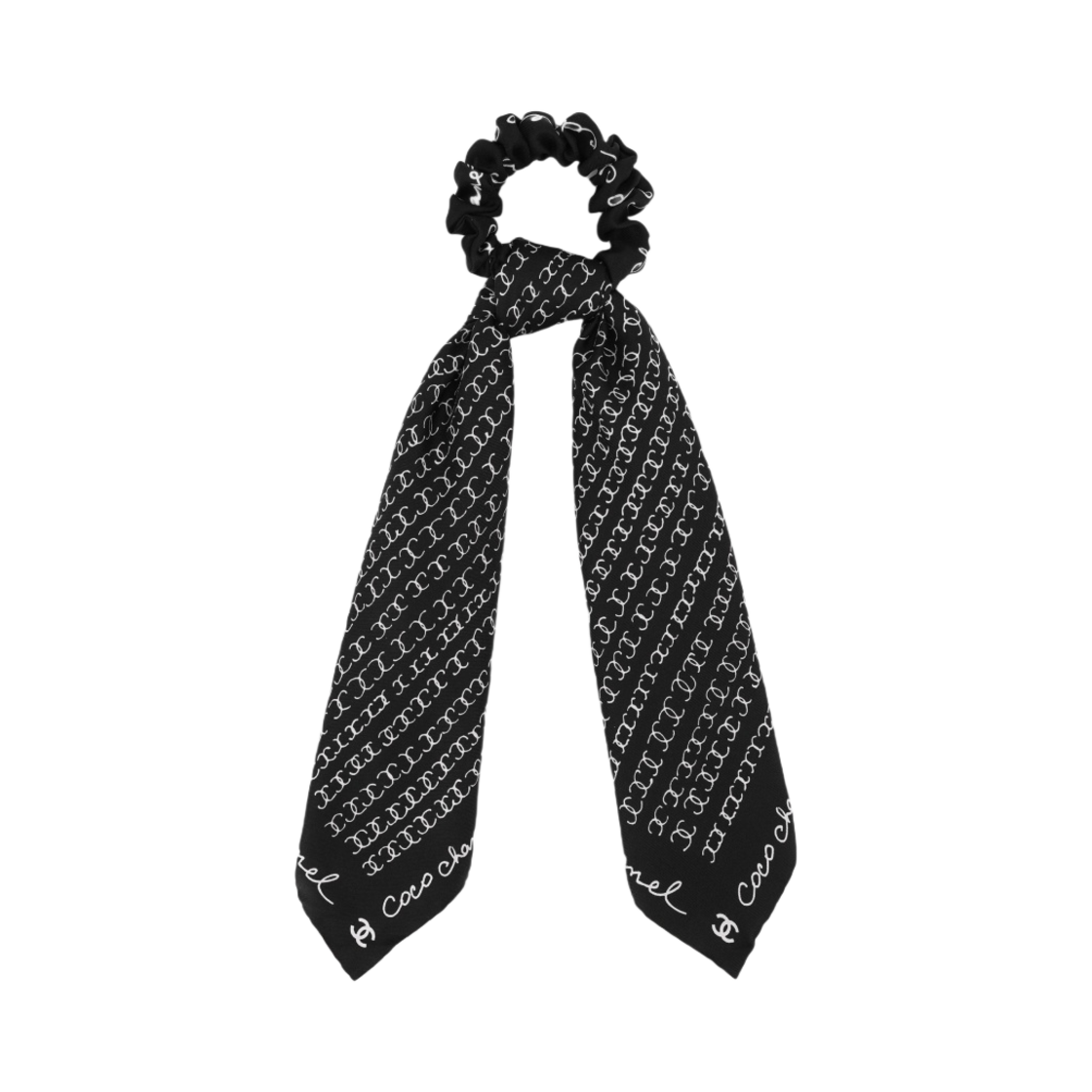 (W) 샤넬 헤어 액세서리 실크 트윌 & 블랙 화이트((W) Chanel Hair Accessory Silk Twill & Black White)