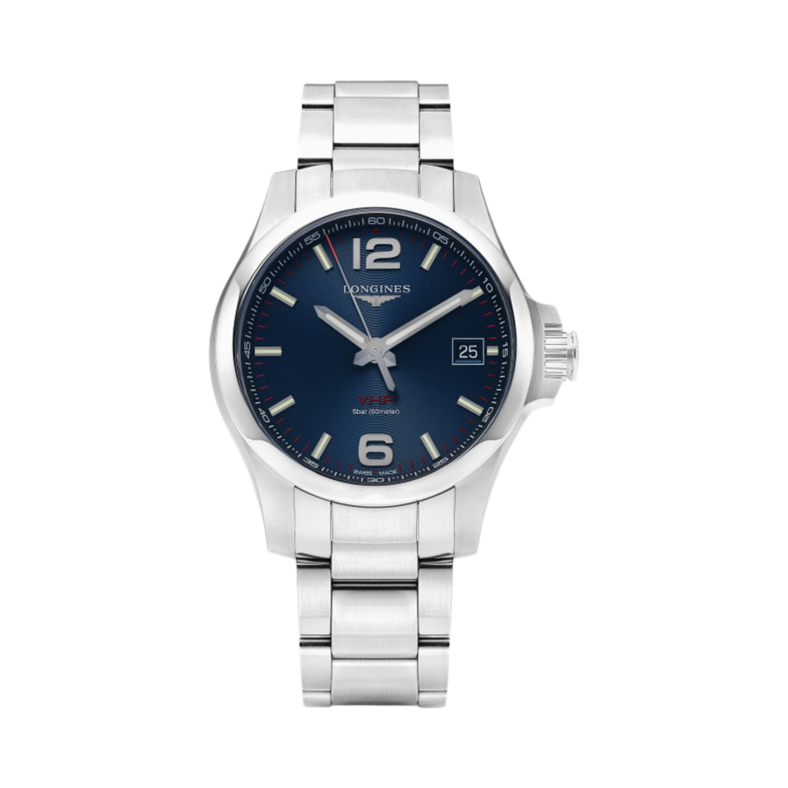 론진 콘퀘스트 V.H.P. 쿼츠 41mm 스테인리스 스틸 블루