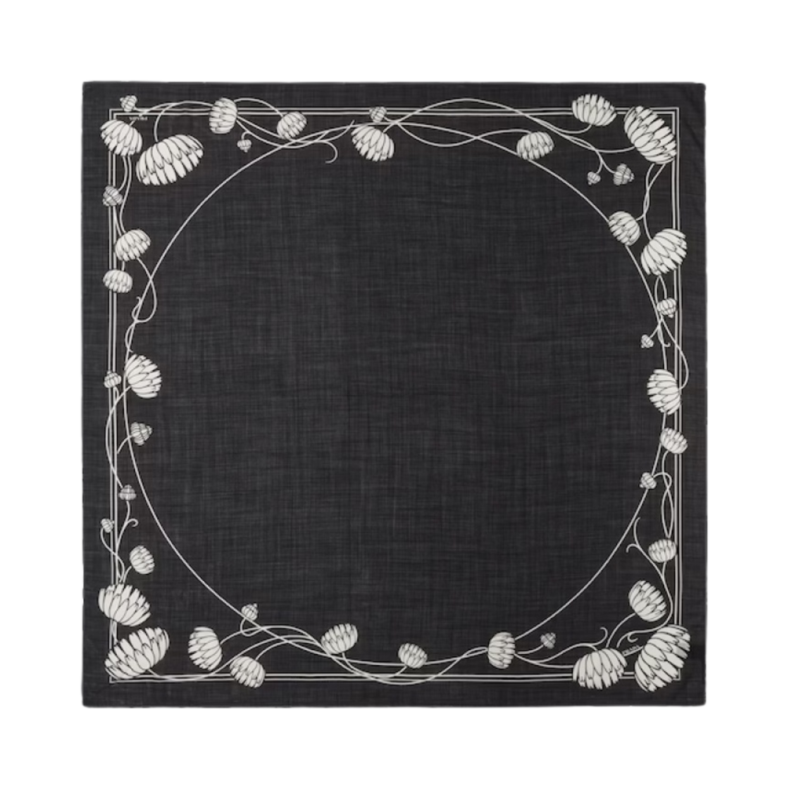 (W) 프라다 프린티드 거즈 스카프 블랙 화이트((W) Prada Printed Gauze Scarf Black White) - 1