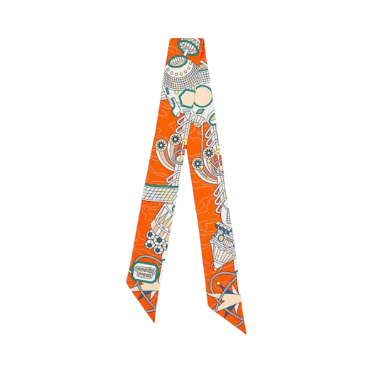 (W) Hermes Scarf Odyssey Twilly Orange Vert Jaune