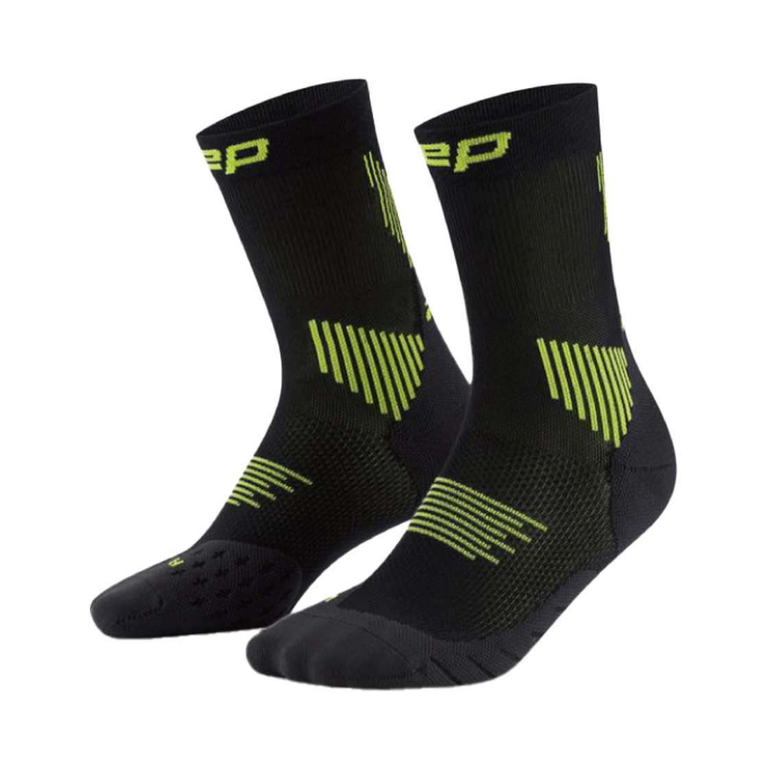 WP8CLR2 CEP Core Run Mid Cut Socks Black/Lime