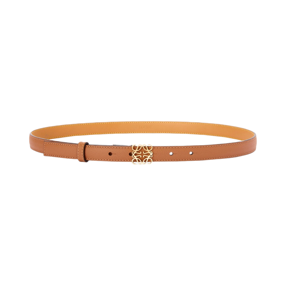 (W) 로에베 페블 그레인 카프스킨 아나그램 벨트 탄 골드((W) Loewe Anagram Belt in Pebble Grain Calfskin Tan Gold) - 1