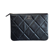 Chanel 19 Pouch Lambskin & Silver Black