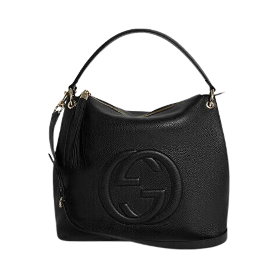 536194-A7M0G-1000 Gucci Soho Tassle Leather Hobo Bag Black