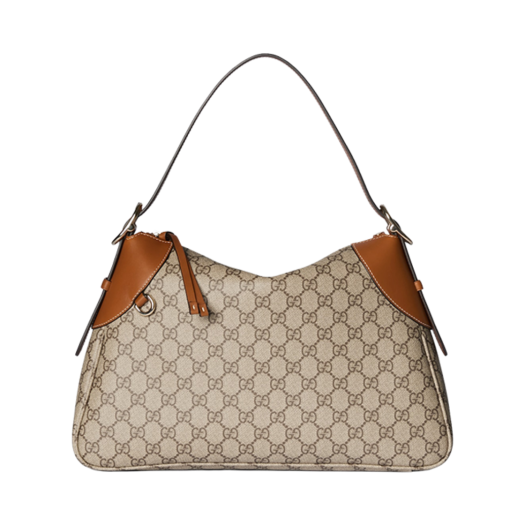 Gucci GG Emblem Medium Shoulder Bag Beige Ebony