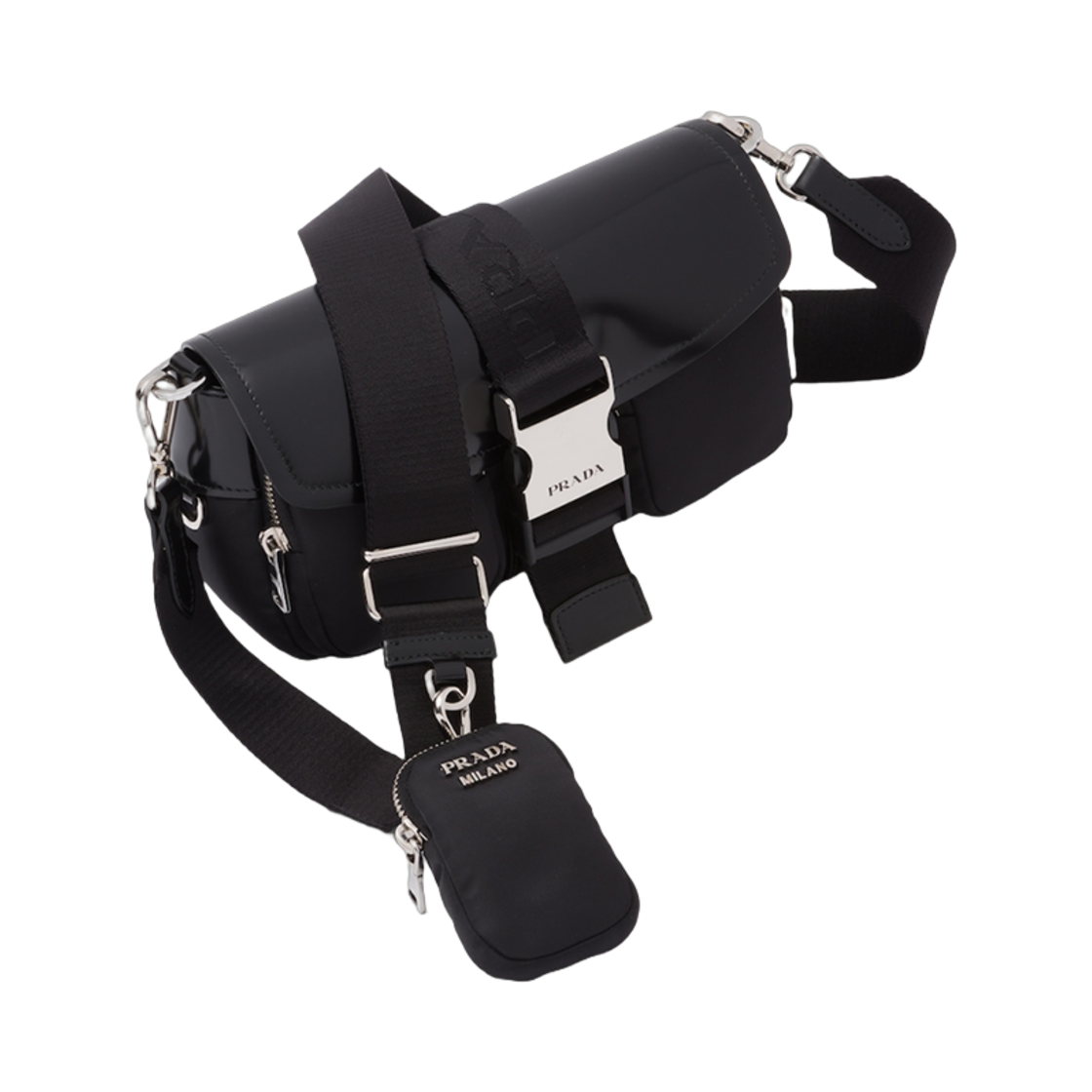 프라다 포켓 나일론 브러쉬드 레더 백 블랙(Prada Pocket Nylon Brushed Leather Bag Black) - 2