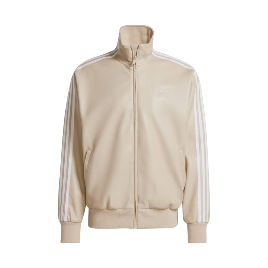 아디다스 포우 레더 아디컬러 3S 루즈 파이어버드 트랙수트 자켓 원더 베이지 - KR 사이즈(Adidas Faux Leather Adicolor 3S Loose Firebird Tracksuit Jacket Wonder Beige - KR Sizing)