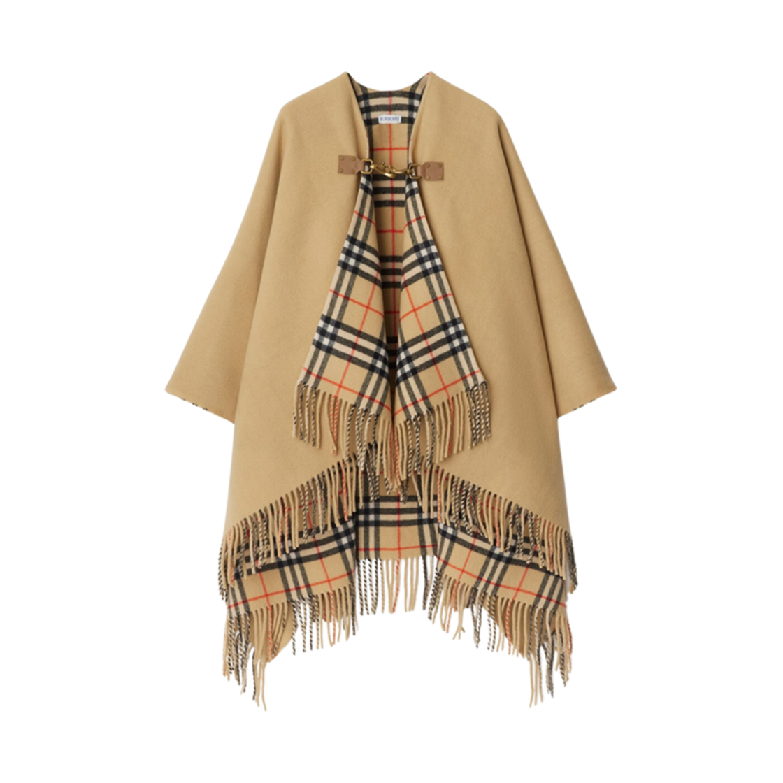 8096630 (W) Burberry Check Wool Cape Sand