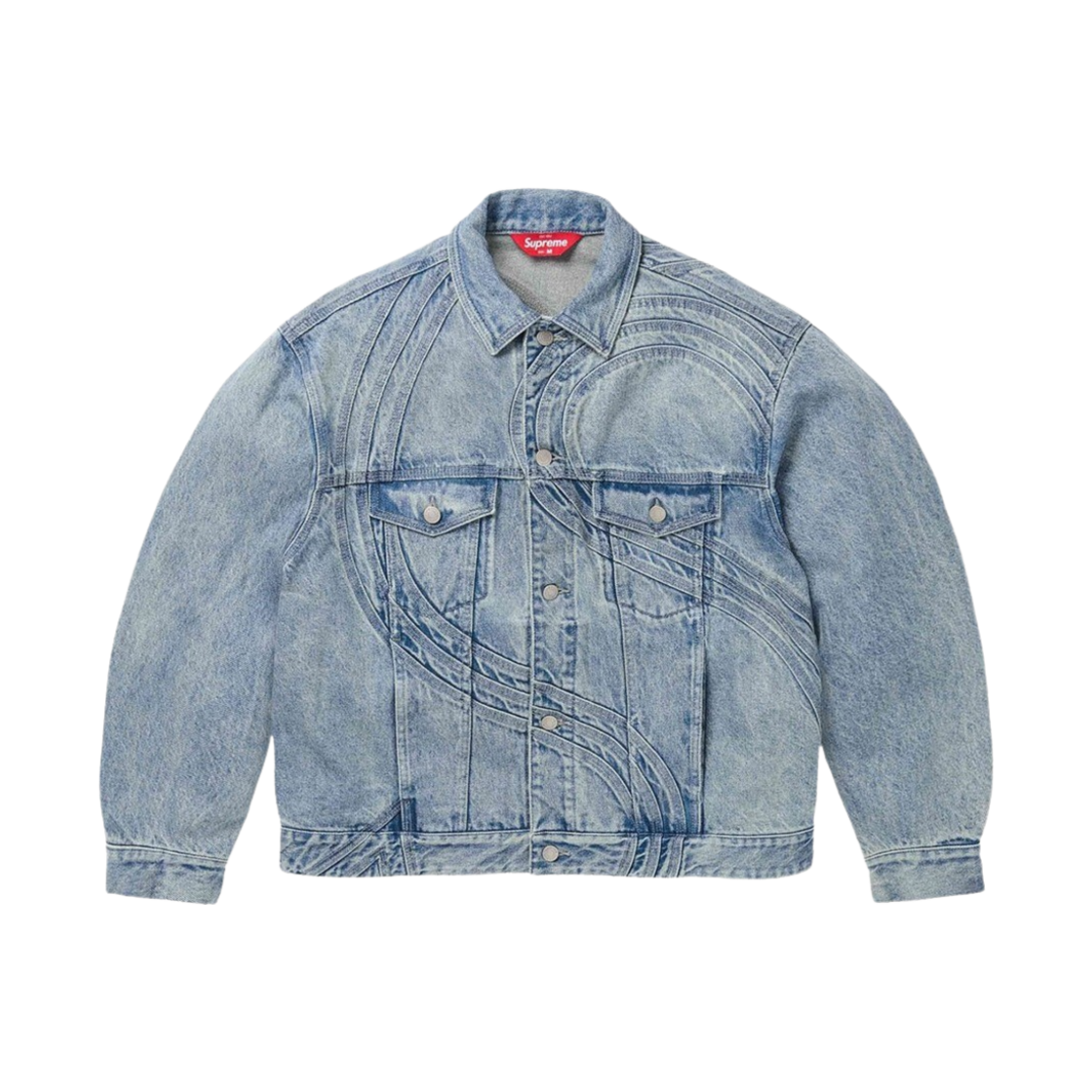 KM4AOTDSP62BL Supreme S Logo Denim Trucker Jacket Washed Blue