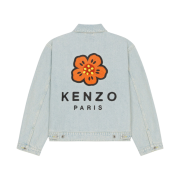 (W) Kenzo Boke Flower Embroidery Denim Trucker Jacket Sky Blue