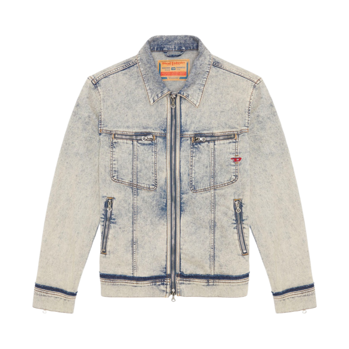디젤 D-바르시-Re 에시드 워시드 레귤러핏 트러커 자켓 라이트 블루(Diesel D-Barcy-Re Regular-Fit Trucker Jacket with Acid Wash Light Blue) - 1
