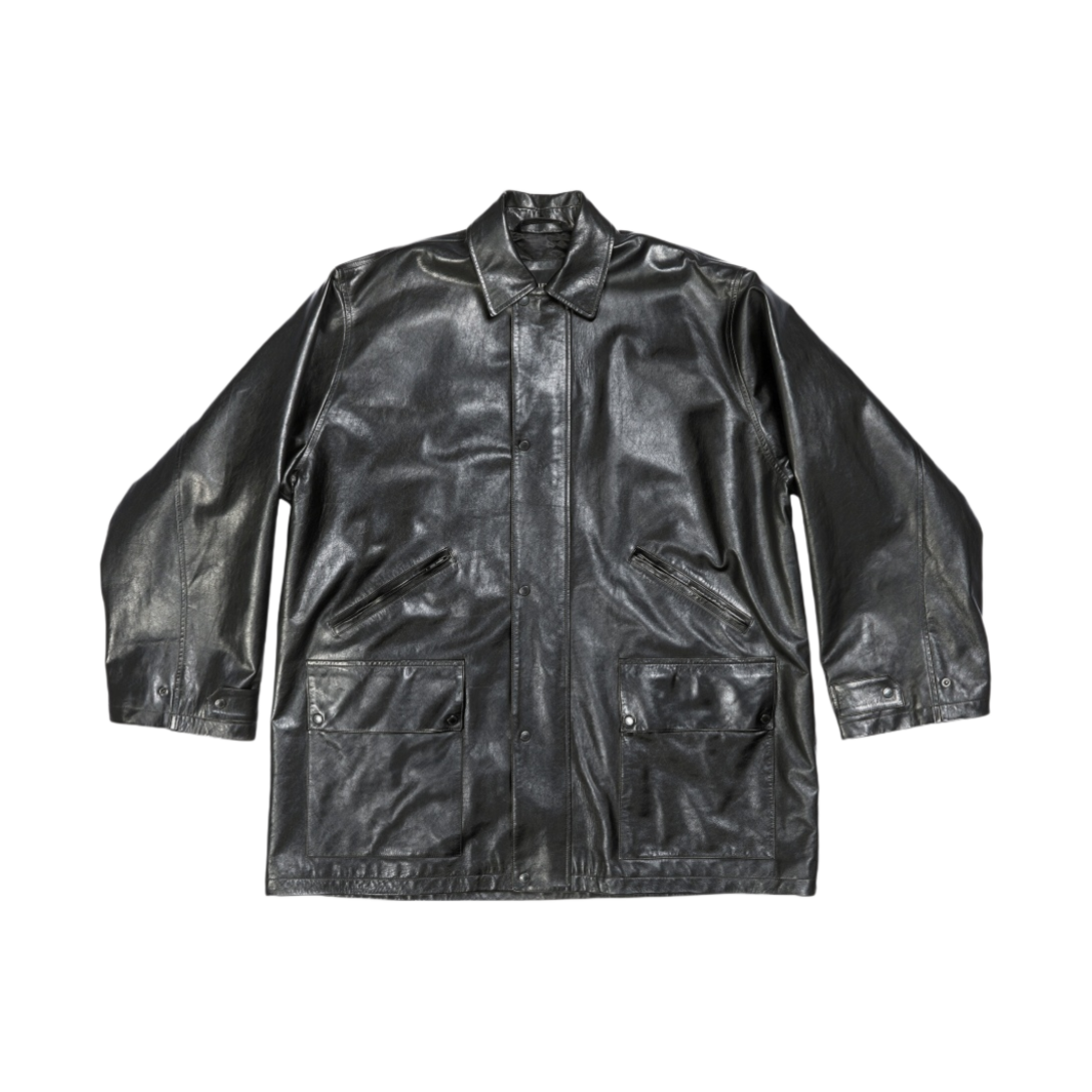 발렌시아가 스무스 소푸트 불스킨 라지 핏 파카 블랙(Balenciaga Large Fit Parka in Smooth Soft Bullskin Black) - 1