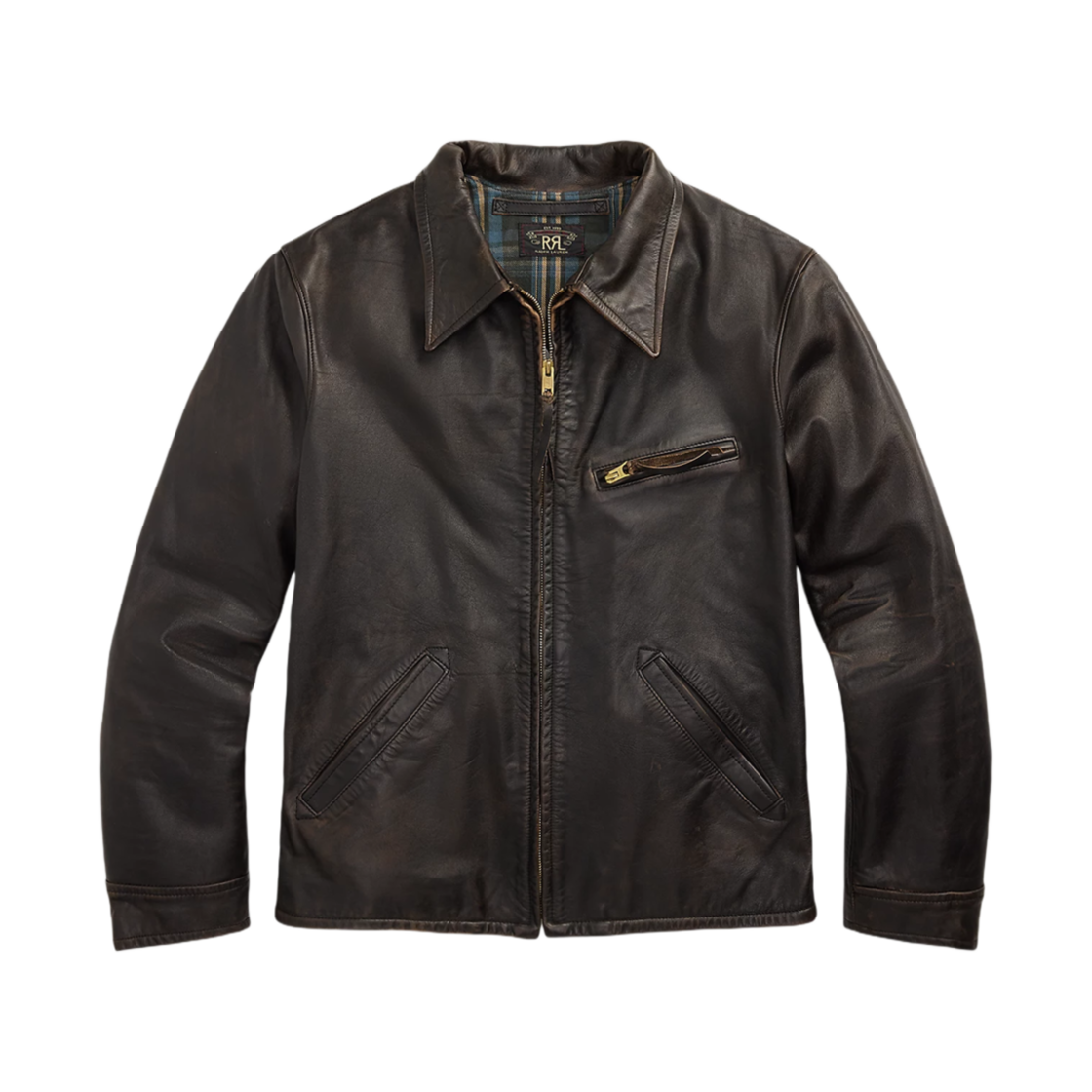 782839937001 Double RL Leather Jacket Black Over Brown