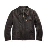 Double RL Leather Jacket Black Over Brown
