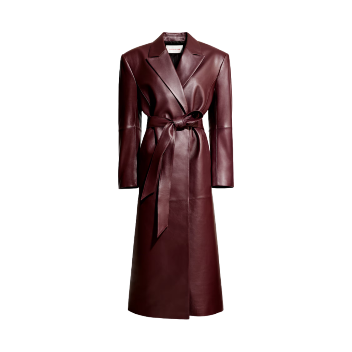 (W) 에이치앤엠 x 막다 부트림 벨티드 레더 코트 버건디((W) H&M x Magda Butrym Belted Leather Coat Burgundy)