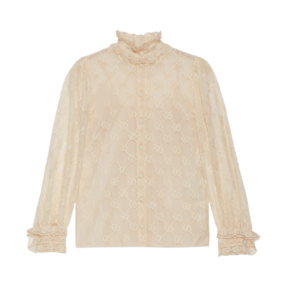 (W) 구찌 레이스 러플 셔츠 아이보리((W) Gucci Lace Ruffle Shirt Ivory) - 1