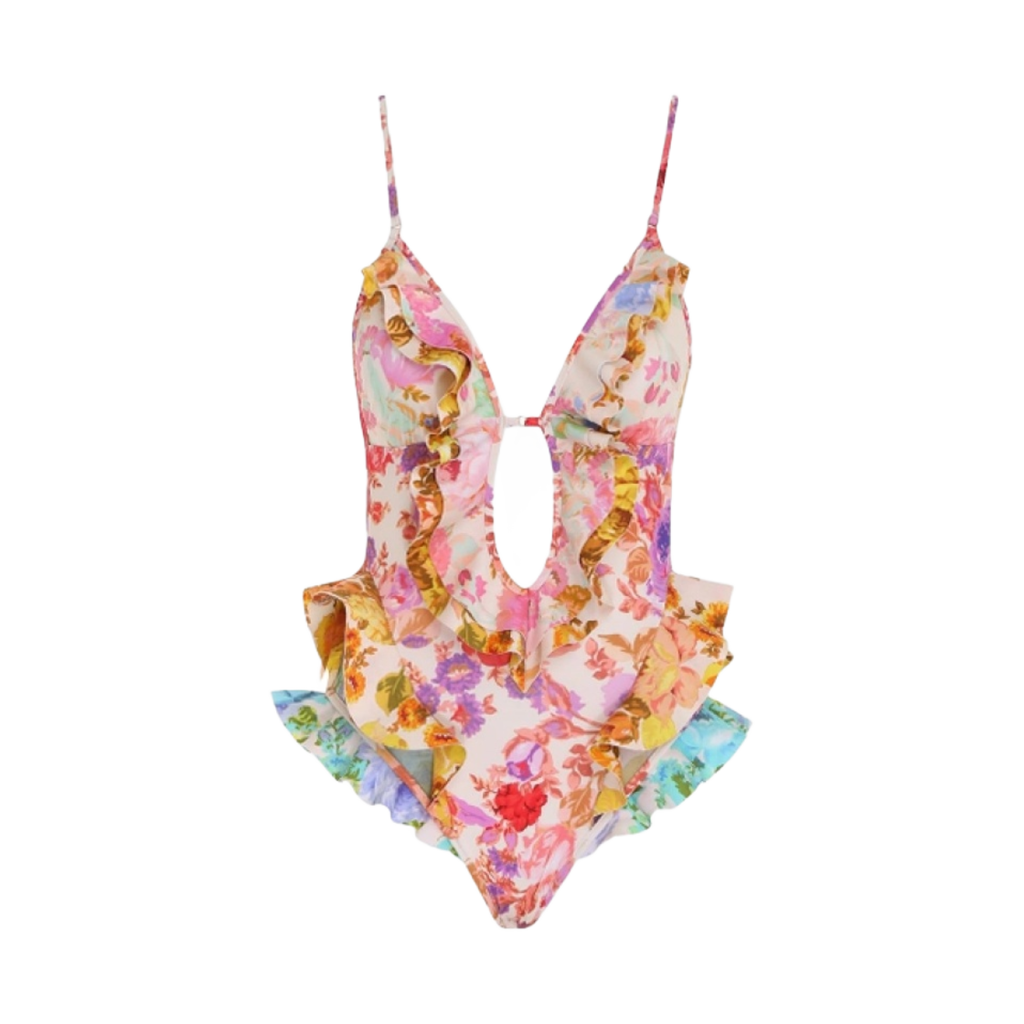 (W) 짐머만 레이 워터폴 프릴 원피스 스윔수트 스플라이스드((W) Zimmermann Raie Waterfall Frill One-Piece Swimsuit Spliced)