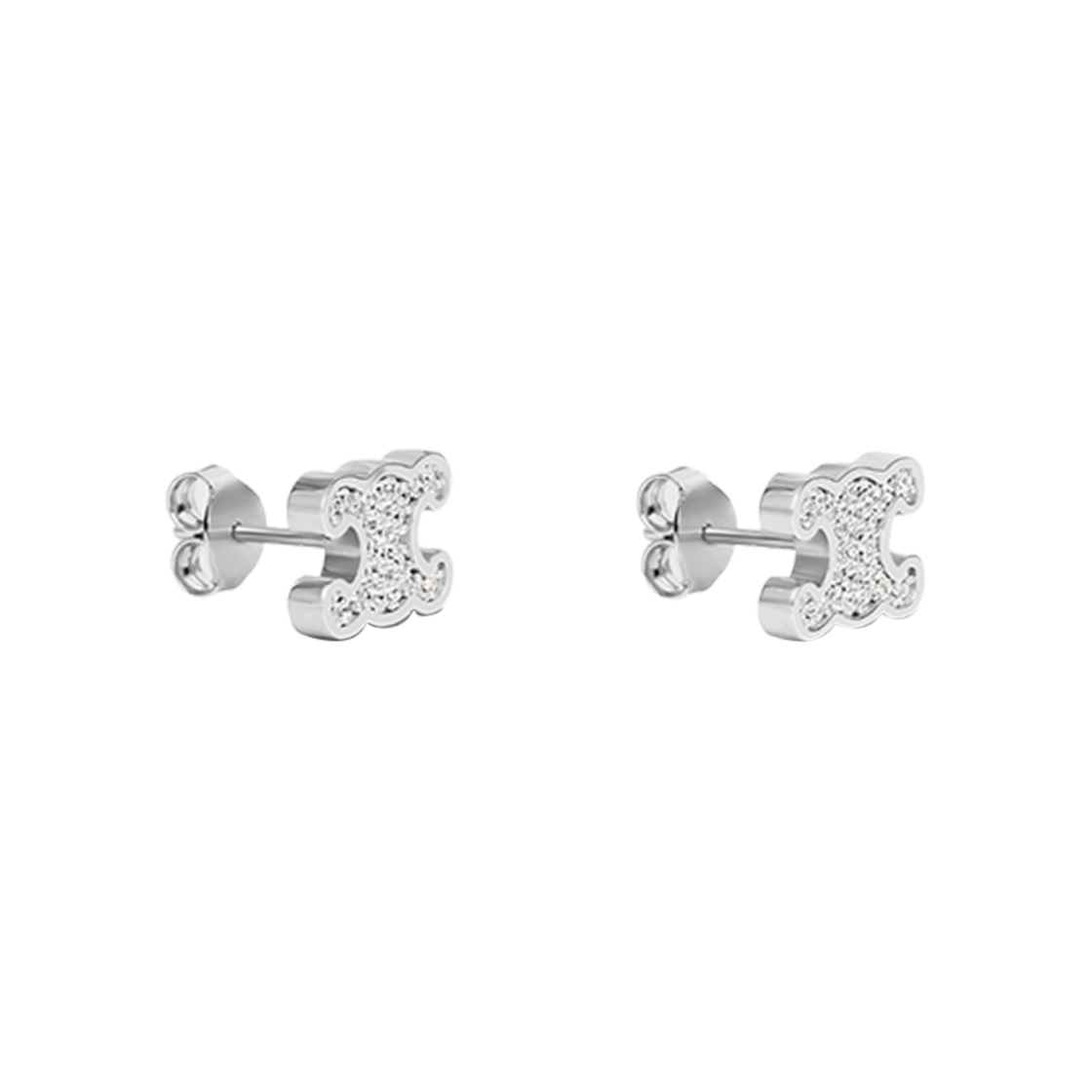 셀린느 트리옹프 라인스톤 스터드 스트라스 앤 브래스 로듐 피니쉬 실버(Celine Triomphe Rhinestone Studs in Strass and Brass with Rhodium Finish Silver) - 2