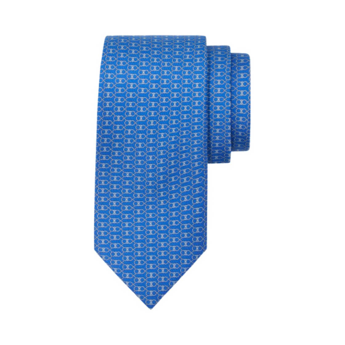 351217-778569 Ferragamo Gancini Print Silk Tie Light Blue